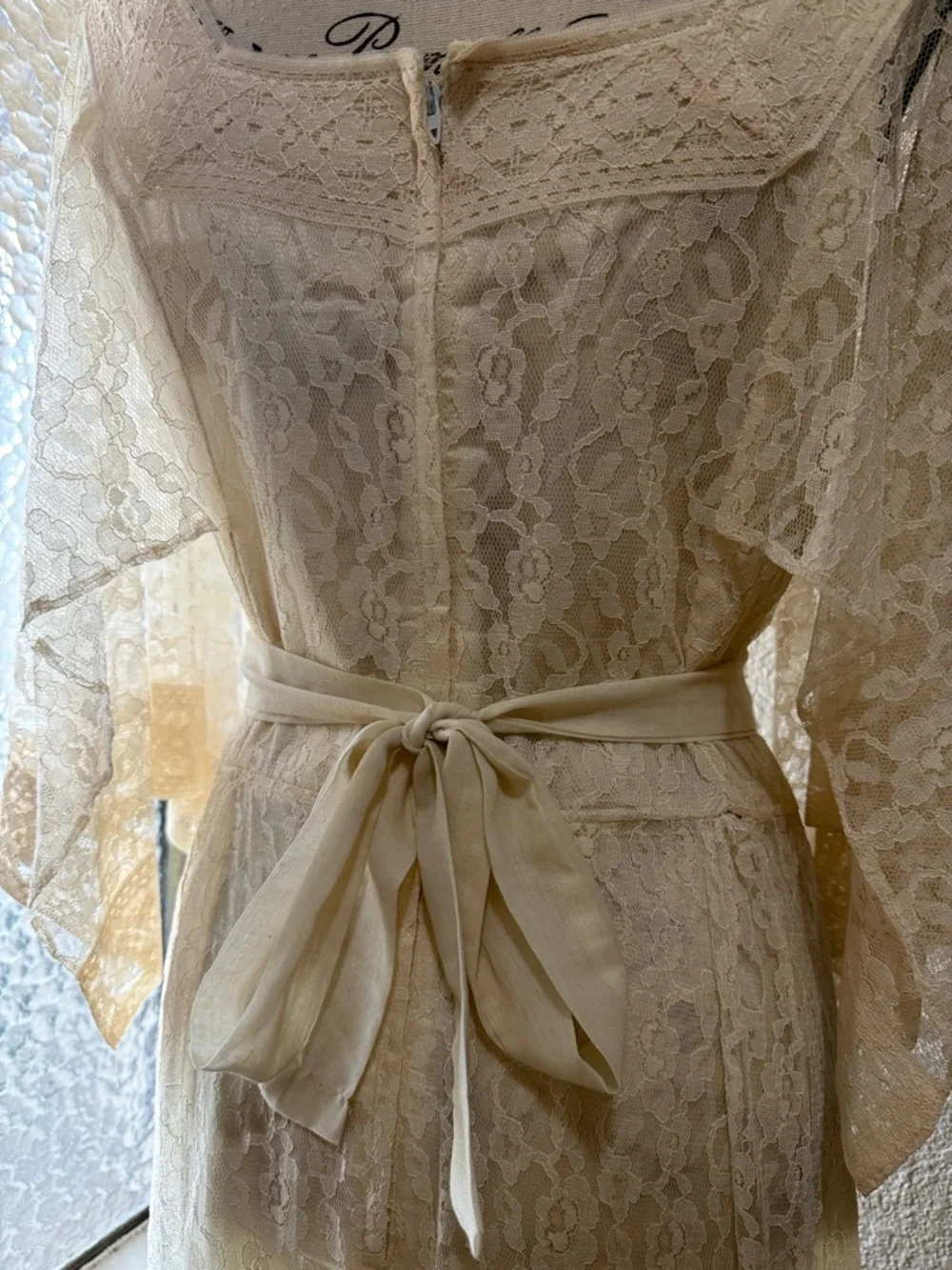 Vintage handmade Ivory Lace Maxi Dress - Picture 5 of 8